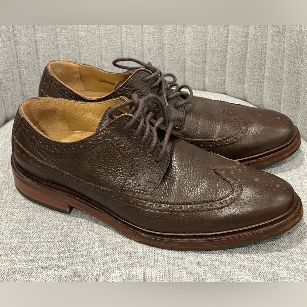 Cole‎ Haan Colton Wingtip Oxford Shoes Brouge Derby Pebbled in Brown Mens 9